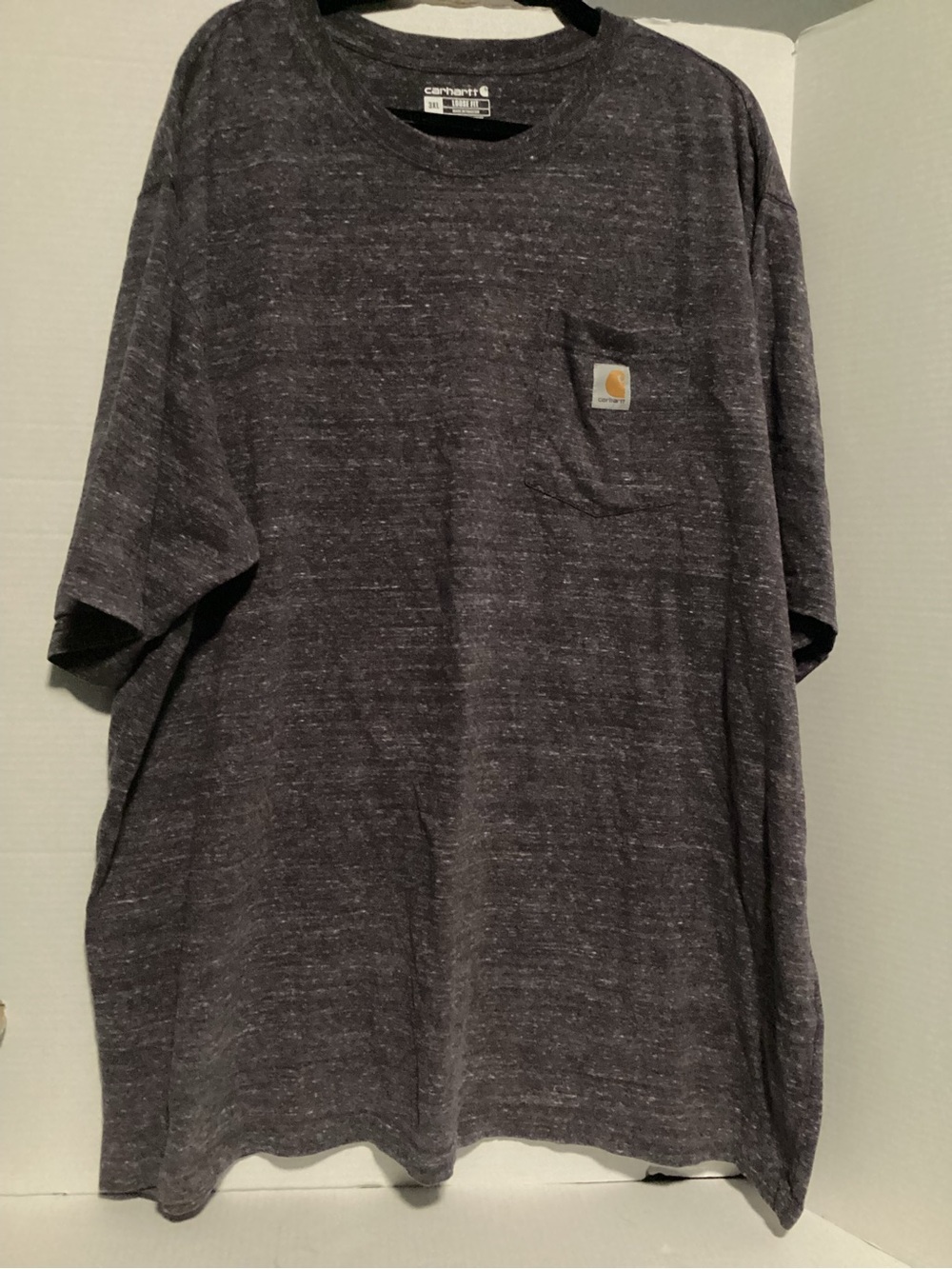 Carhartt Men’s Short-Sleeve Pocket Tee in Gray/Purple Heather 3X Loose Fit